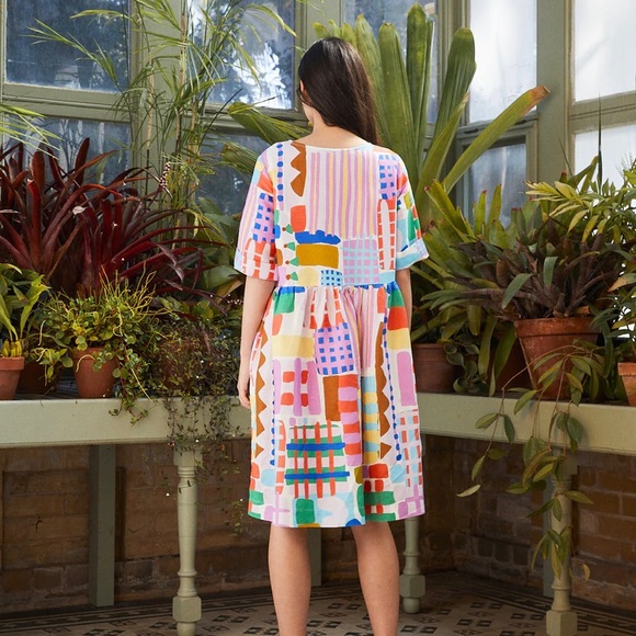 Unique Colorful Smock Dress With Pockets - Picture 4 of 7